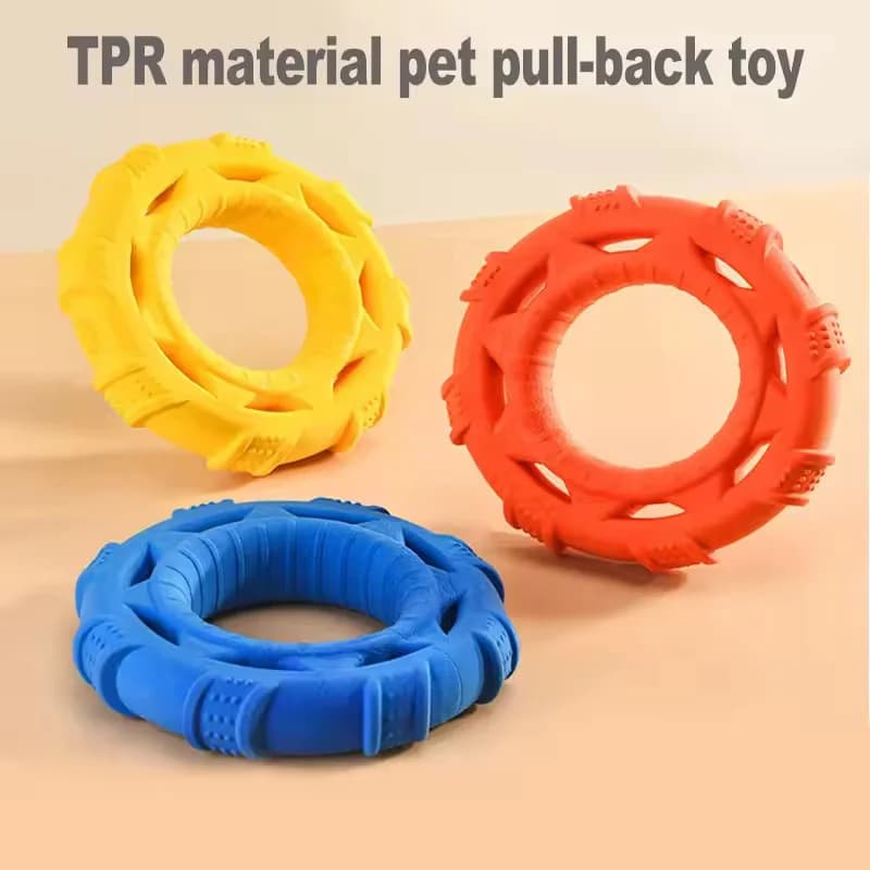 TPR Flying Disc Pull Ring Dog Toy Lightweight Soft Bite Resistant Outdoor Interactive Toy Teeth Cleaning For Large Breed Dog