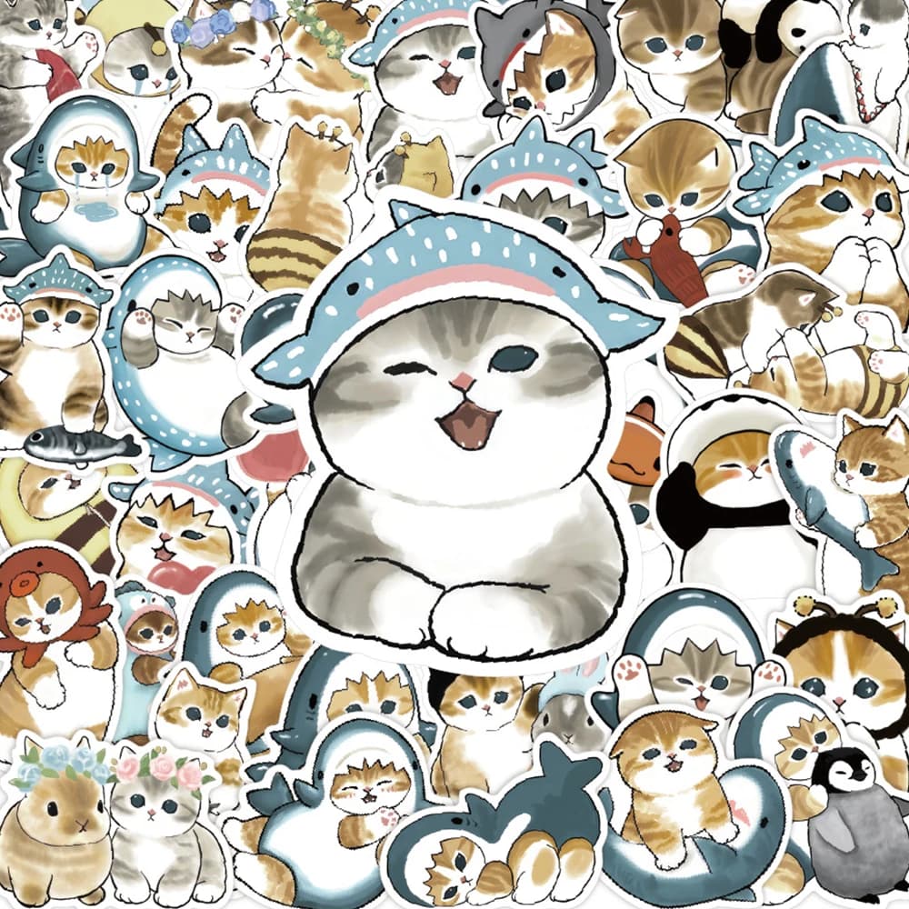 10/30/50pcs Funny Cat MEME Cartoon Stickers Aesthetic Kawaii Decals DIY Notebook Laptop Phone Cute Decoration Sticker Toys