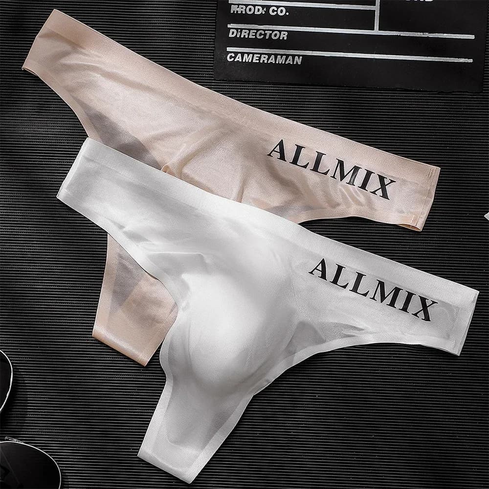 Custodia da uomo Slip in seta di ghiaccio Perizoma sportivo Mutandine sexy a vita bassa Pantaloncini intimi Mutande da uomo Perizoma Nuovo