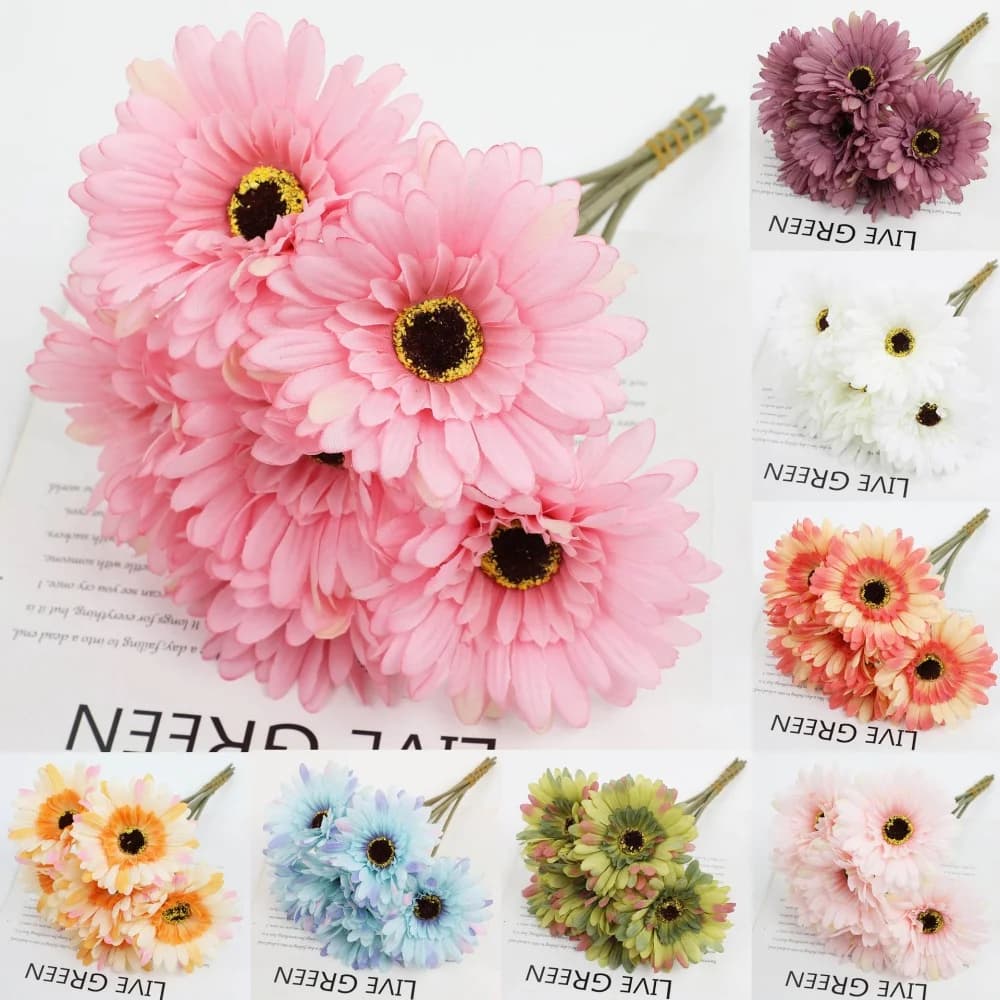 3 pezzi di fiori artificiali di crisantemo bouquet di piante di girasole ornamento per la decorazione della tavola di casa decorazione della festa nuziale