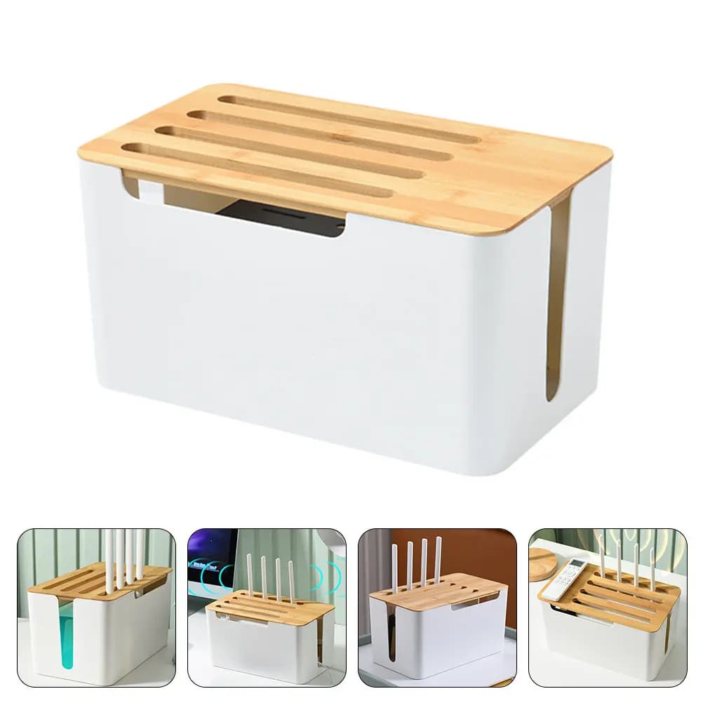 Robusta custodia per cavi, contenitore per router, organizer per cavi per uso domestico, design multi-porta anti-groviglio, cablaggio a lunga durata