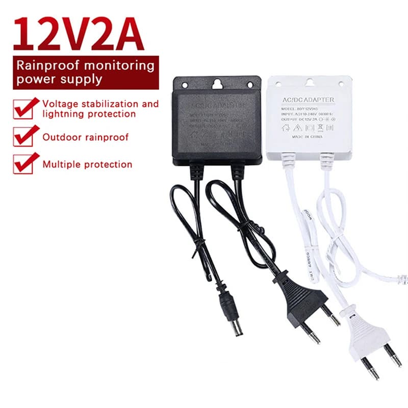 Adattatore di Alimentazione Impermeabile 1Pz con Spina EU/US DC12V 2A per Telecamere di Sicurezza CCTV AHD, Caricabatterie NVR DVR, Ingresso AC100V-240V