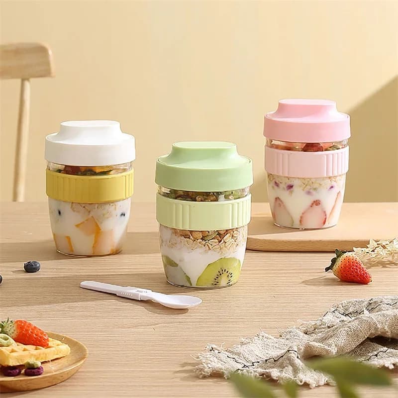 Portable Breakfast Fruit Avena Yogurt Salad Cup With Coper Cucchiaio Cup Stoccaggio Foods Fitness Weight reduction Picnic Lunch Box Milk Cup