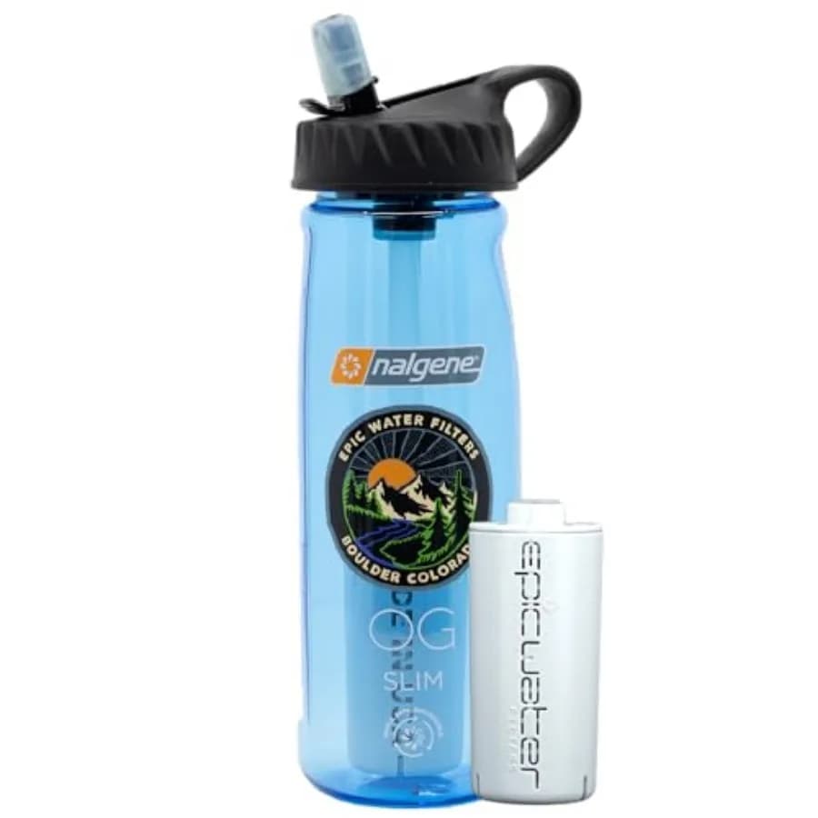 Bottiglia d'Acqua Nalgene OG con Filtro, Prodotta negli USA, Senza BPA, Rimuove il 99,99% dei Contaminanti dall'Acqua del Rubinetto, Elimina le Sostanze Chimiche Persistenti