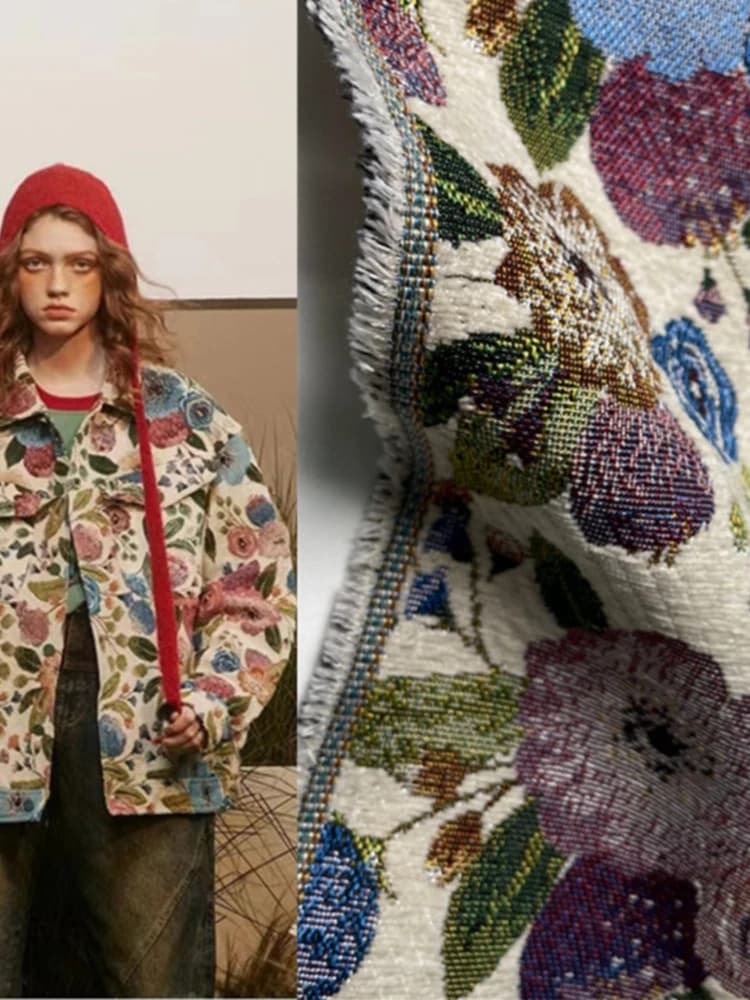Tessuto broccato Jacquard materiale ciniglia tinto in filo europeo per tessuti firmati per abiti a vento panno da cucire fai da te