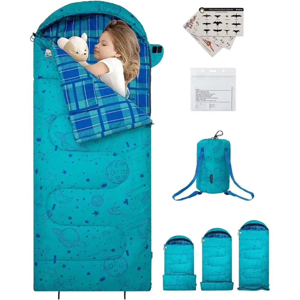 Lightweight, waterproof and compact shoulder bag for children, suitable for cold and warm climates, ideal for camping, suitable for children from 10 to 12 years, 4