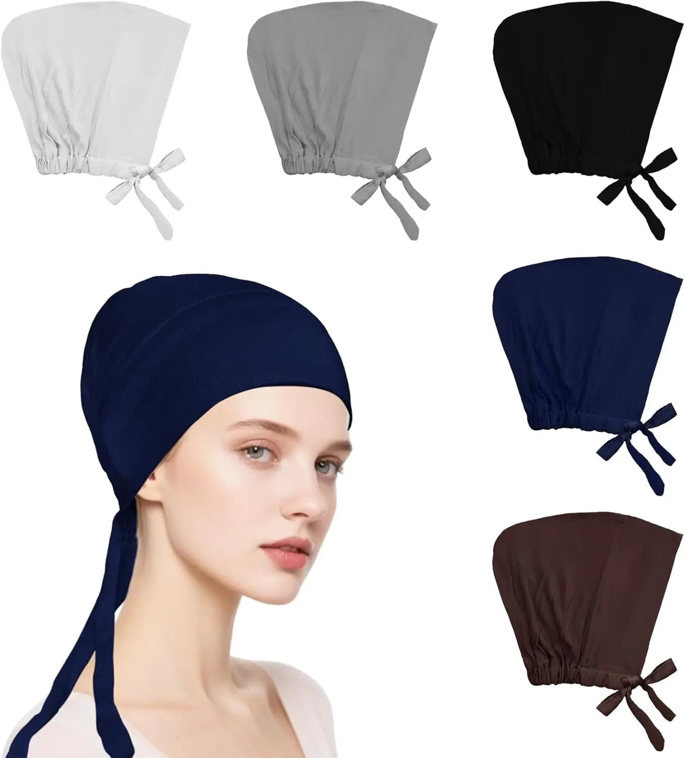 Set di 5 Sottohijab per Donne Musulmane con Chiusura Posteriore a Laccio
