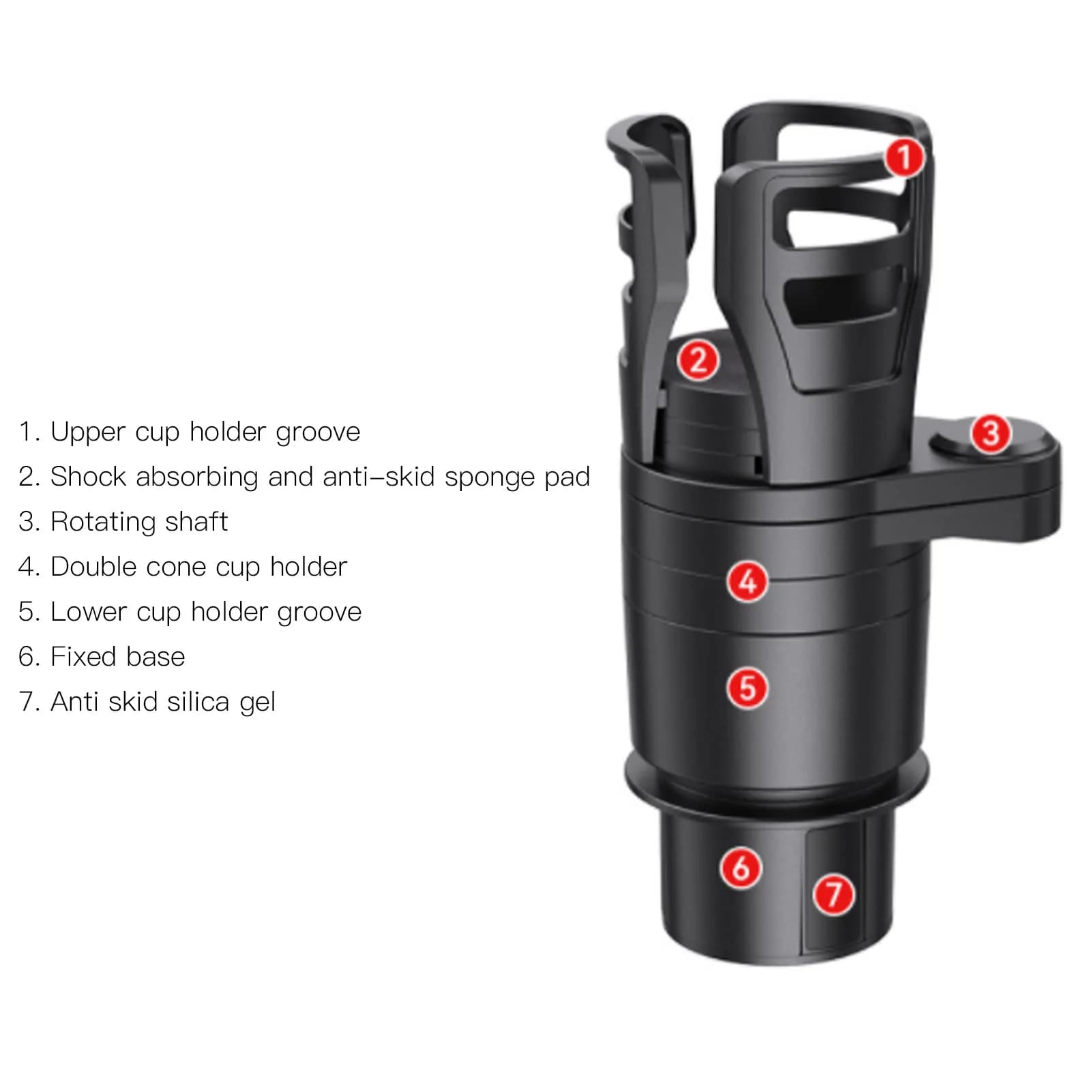 2 in 1 Car Cup Holder Expander Cup Mount Extender Organizer with Adjustable Base Cup Holders Extender