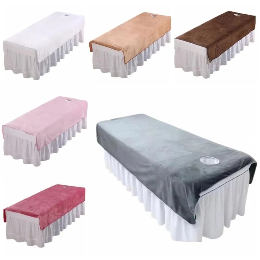 Comodo copriletto SPA con foro per il viso Lenzuola per massaggio morbido Lenzuolo cosmetico in velluto addensato per saloni di bellezza