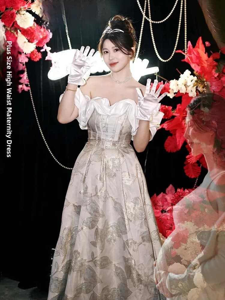 Abito da sposa taglie forti monospalla elegante a vita alta linea ad A per matrimoni e serate di gala