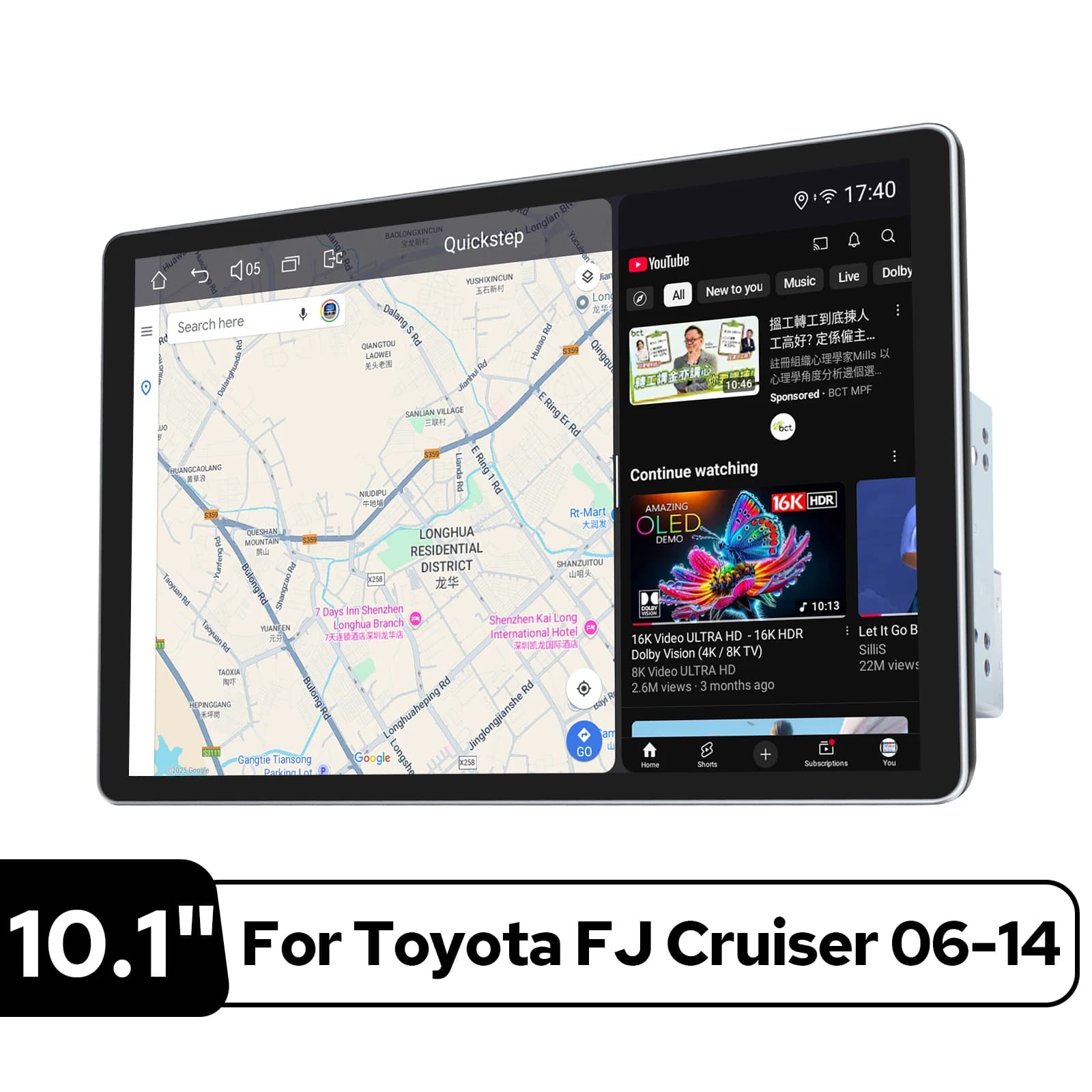 Autoradio Android 10.1" per Toyota FJ Cruiser 2006-2014, 4GB+64GB, CarPlay Wireless e Android Auto Plug&Play, Navigazione GPS, Radio