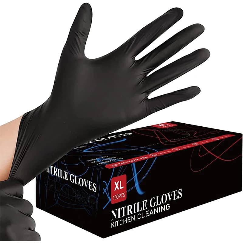 30/60/100 Pezzi Guanti in Nitrile Neri Monouso per Cucina, Pulizia, Parrucchiere, Bagno, Toelettatura Animali, Strumenti Usa e Getta