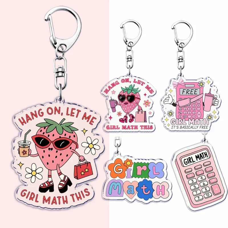 Hang on Let Me Girl Math Questo portachiavi Portachiavi per accessori Borsa Citazioni divertenti Portachiavi con ciondolo di potere per donne Gioielli Regali per i fan
