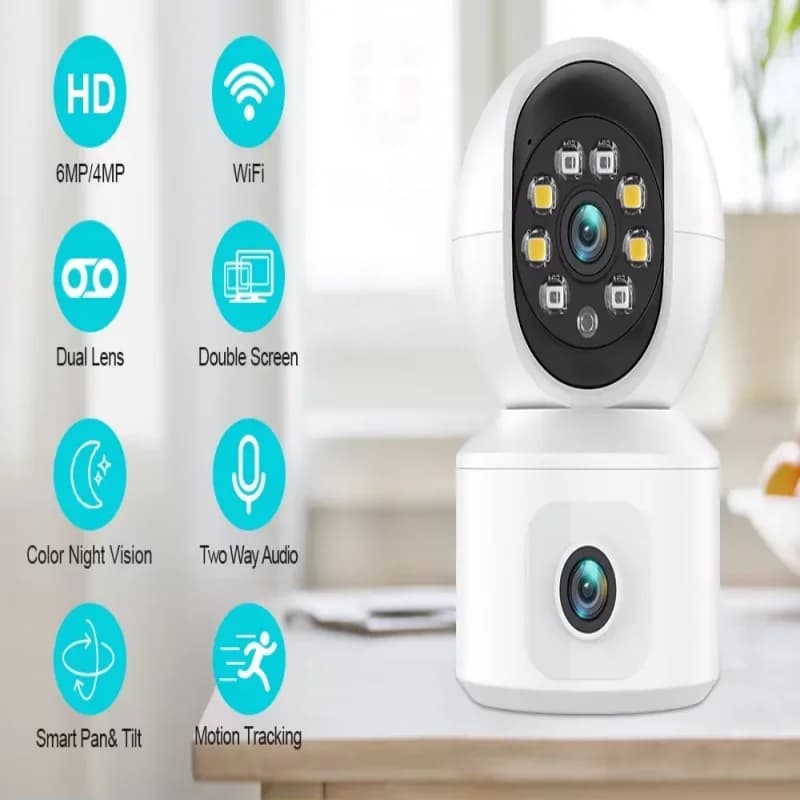 EseeCloud Smart Home WiFi Telecamere di sorveglianza Dual Lens PTZ Monitoraggio automatico Telecamera CCTV wireless Protezione di sicurezza Baby Monitor