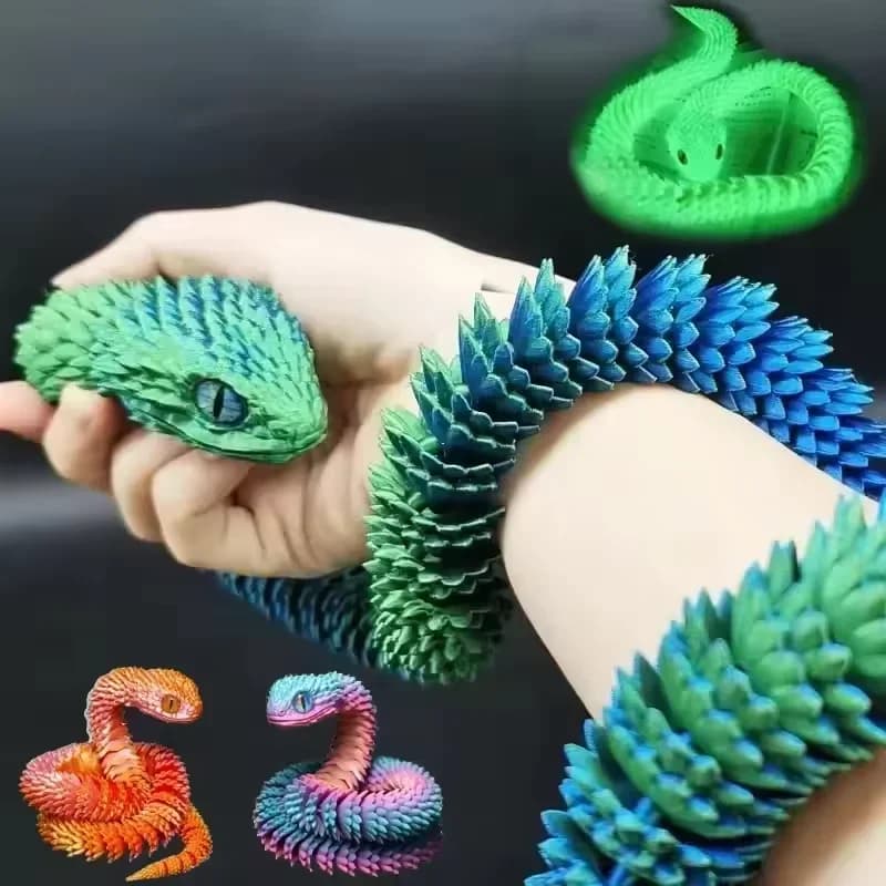 Stampato in 3D Serpente Mobile Joint Fidget Toy Figurine Simulazione Serpente Ufficio Desktop Ornamento Regali di Natale Artigianato Miniature