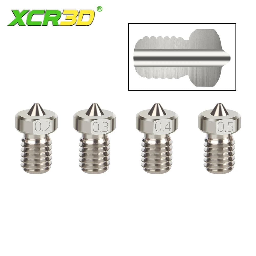 XCR3D TC4 High Strength Extruder E3DV6 M6 Threaded Nozzle Titanium Alloy 1.75mm For 3D Printer Accessories CR10