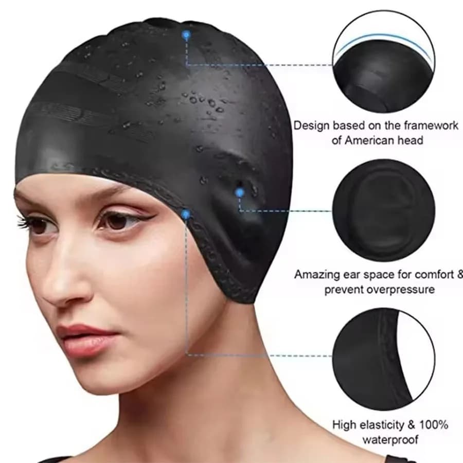 DEZITION Silicone Swimwear Resistant with Pockets for Adults and Teenagers - Protects Long Hair and Offers High Elasticity