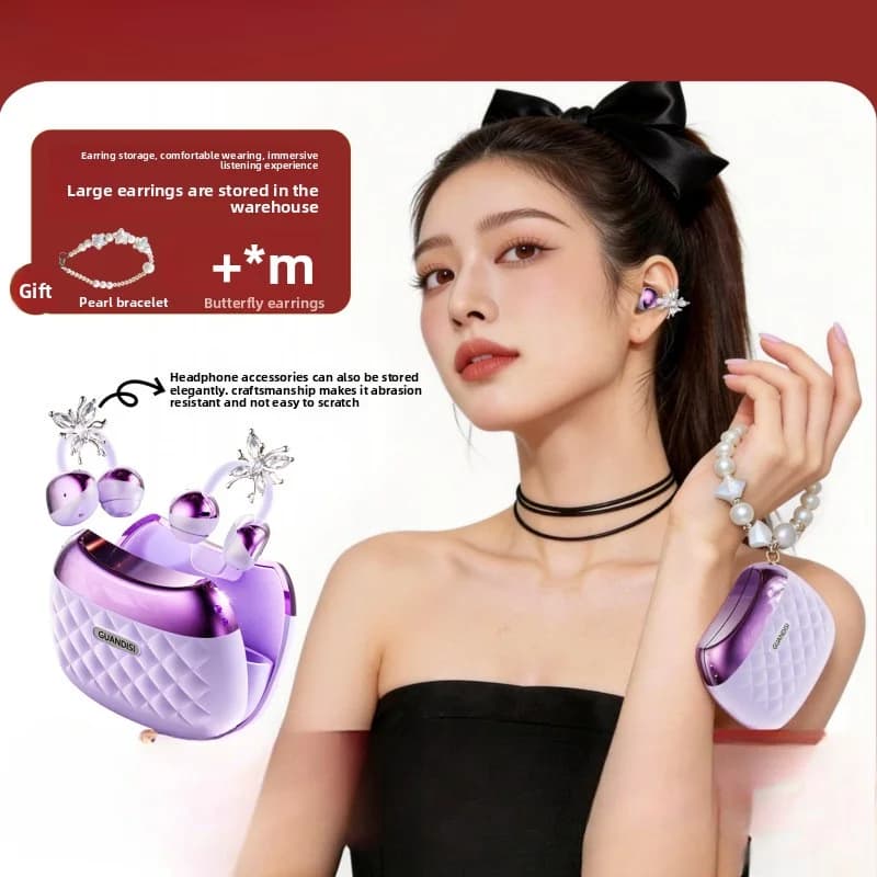 2026 new AI ear clip Bluetooth earphones with decorative accessories, small handbag, exquisite earrings, and anti-lost bracelet