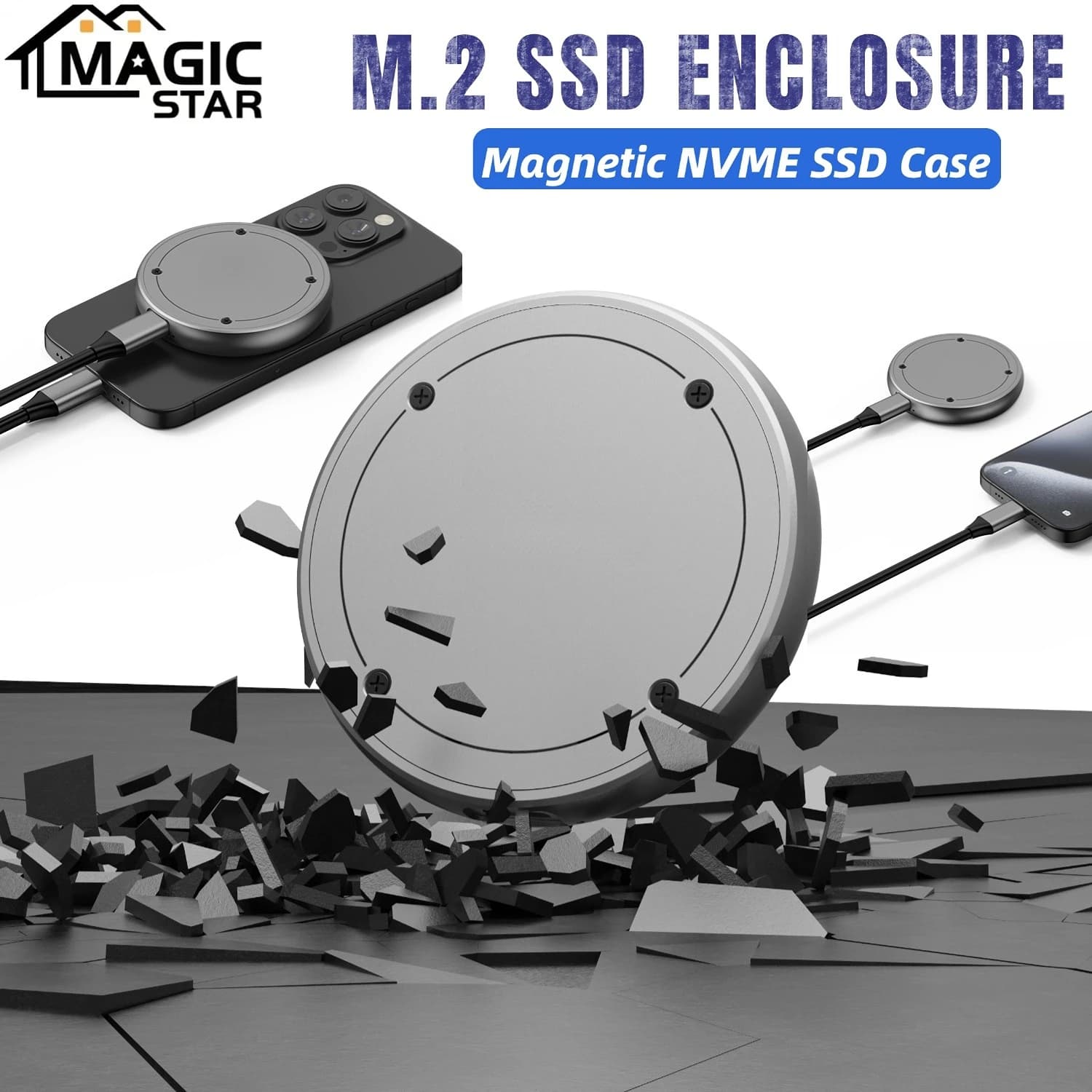 Custodia magnetica per disco rigido esterno per telefono cellulare M.2 2230 2242 NVMe, custodia SSD da 10 Gbps, interfaccia Type-C, USB 3.1, per tablet