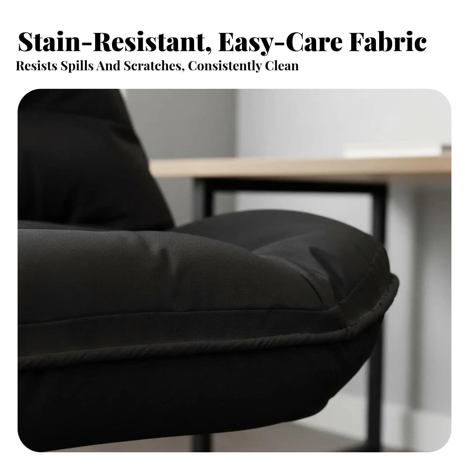 Sedia Girevole Senza Braccioli con Cuscino, Rotazione a 360 Gradi, Design Ergonomico, Schienale Reclinabile per Lavoratori da Casa