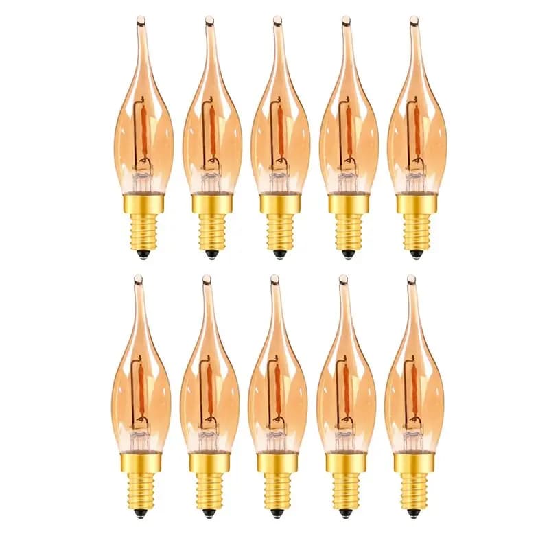 10 Pcs Dimmable C22 LED Filament Bulb E12 0.5W Amber Decorative Night Light Candle Light Ampoule Candelabra
