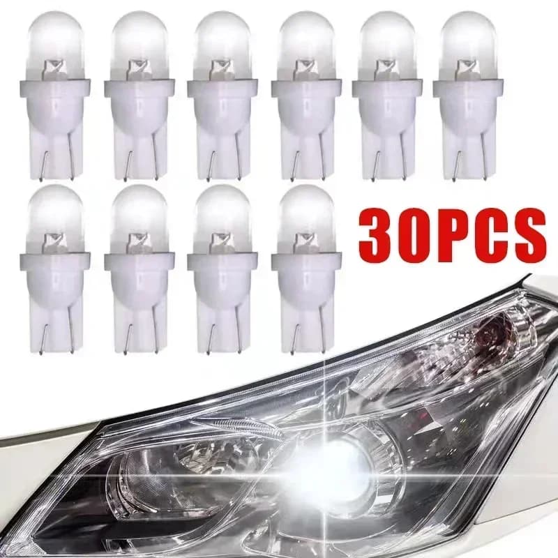 10/30pcs Car T10 Led Bulbs LED Light Cold White Silica Auto Interior Dome Reading Wedge Side Door Trunk Lamp License Plate Lamp
