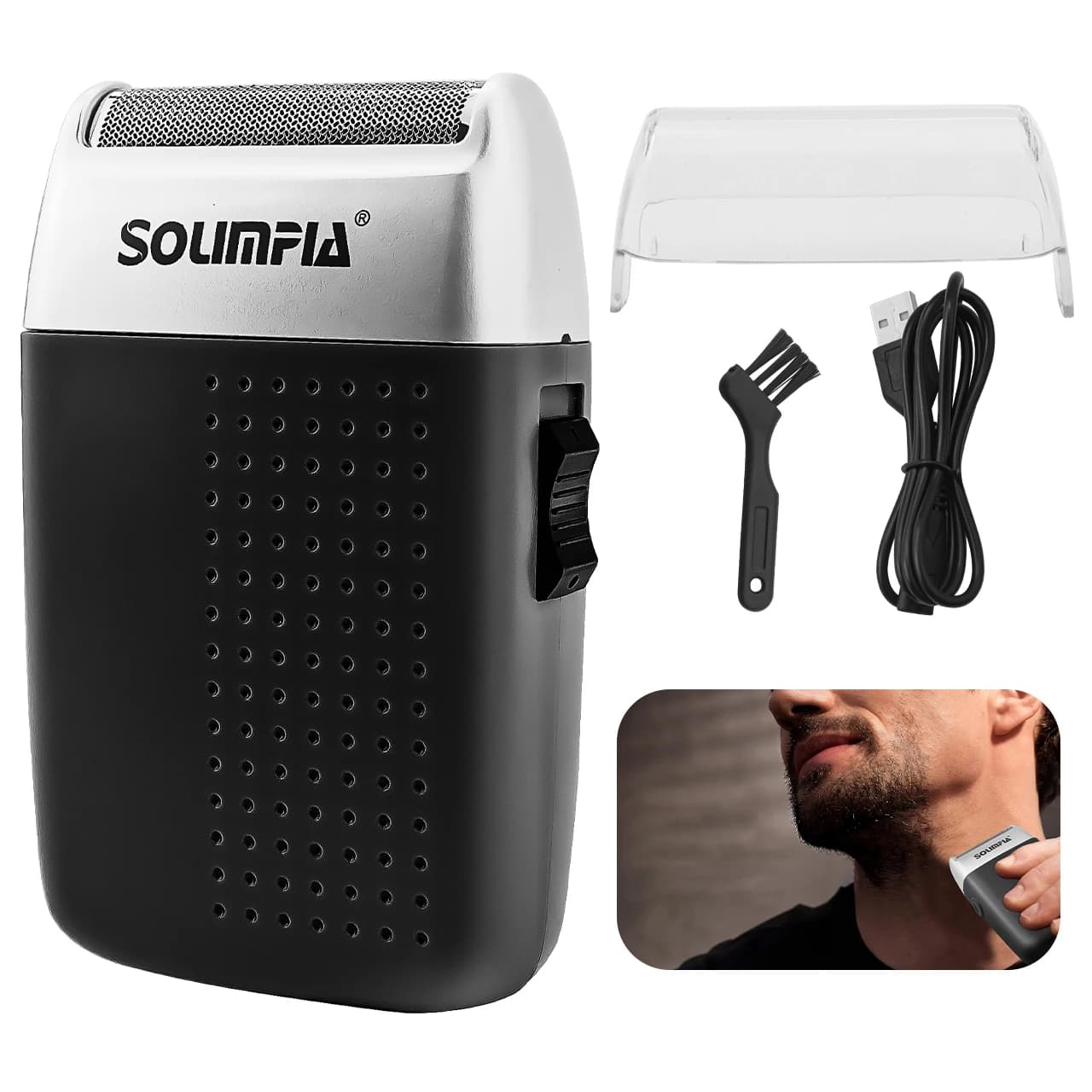 Solimpia Mini Electric Razor Black Barba Professional Trimmer Razor Razor Man Razor Portable Blade Alternative Charge USB HT-901