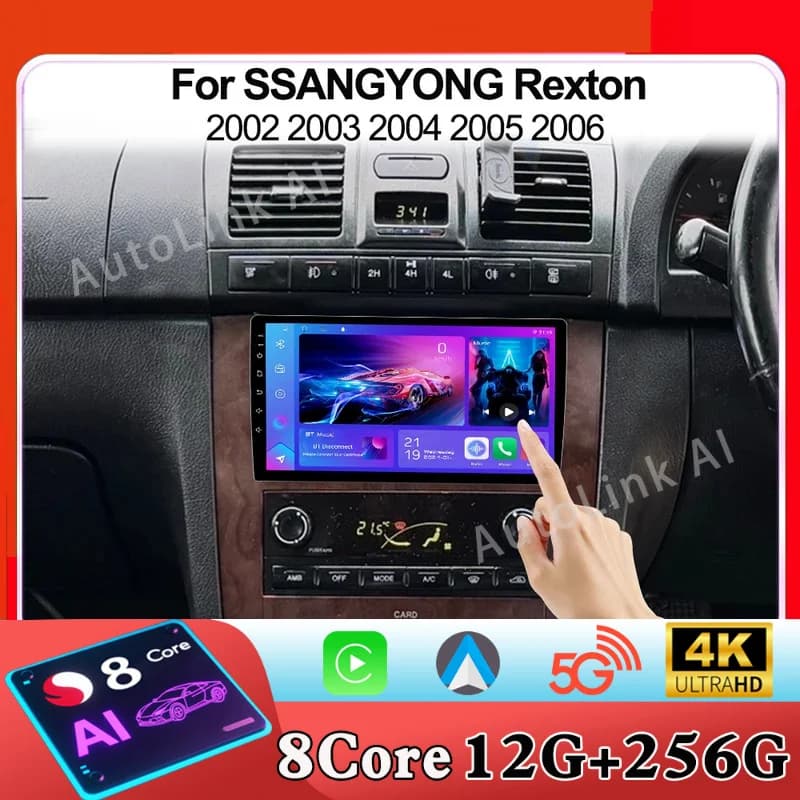 Android 15 Carplay Auto Per SSANGYONG Rexton 2002 2003 2004 2005 2006 Autoradio GPS Lettore Multimediale Stereo 360 Macchina Fotografica 5G + WiFi