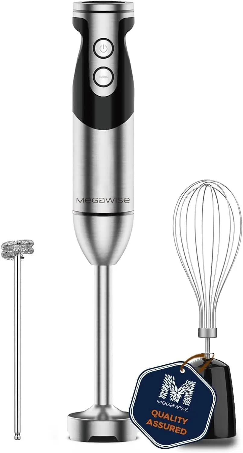 Frullatore a immersione ad alta potenza da 400 W – Accessori 3 in 1, velocità regolabile, design ergonomico, facile da pulire (Nero)