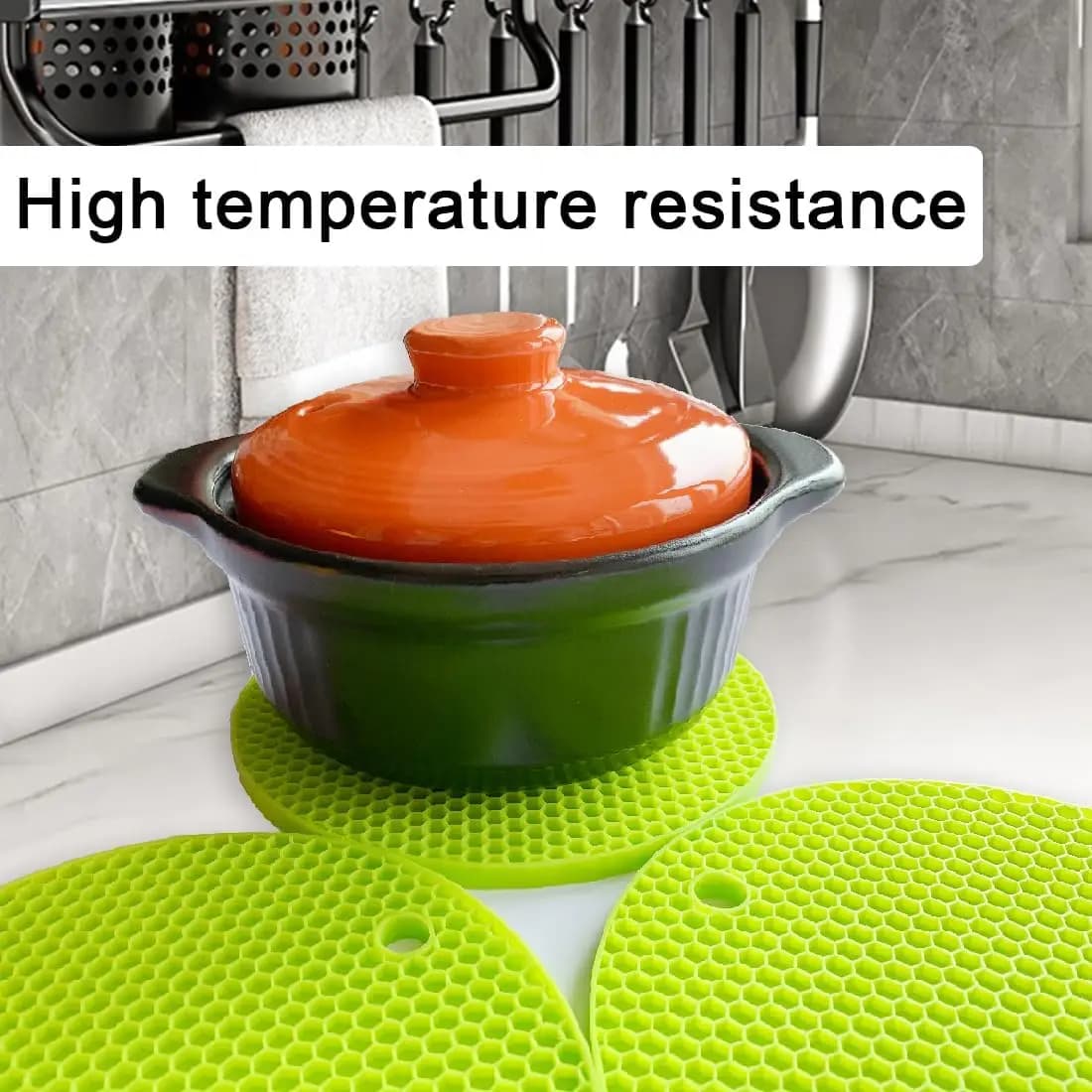 Tappetino in Silicone per Friggitrice ad Aria, Antiscivolo e Termoisolante per Pentole e Ciotole Calde, Protezione per Tavolo, Facile da Pulire con Foro per Appendere