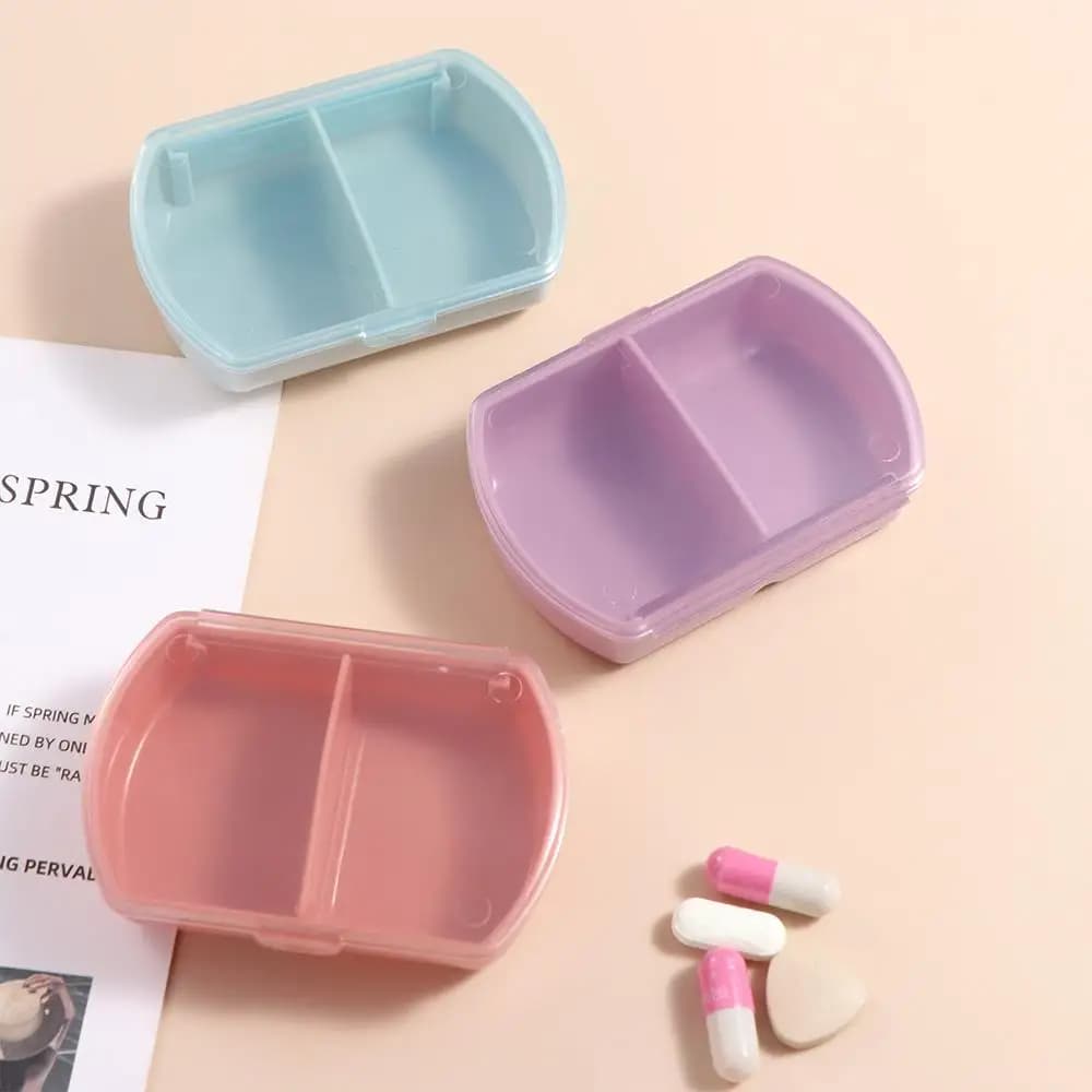 Dispenser Case Moisture-Proof Portable Pillcase Box Storage Box 2 Grids Pills Case Divider Dustproof Pill Organizer Travel