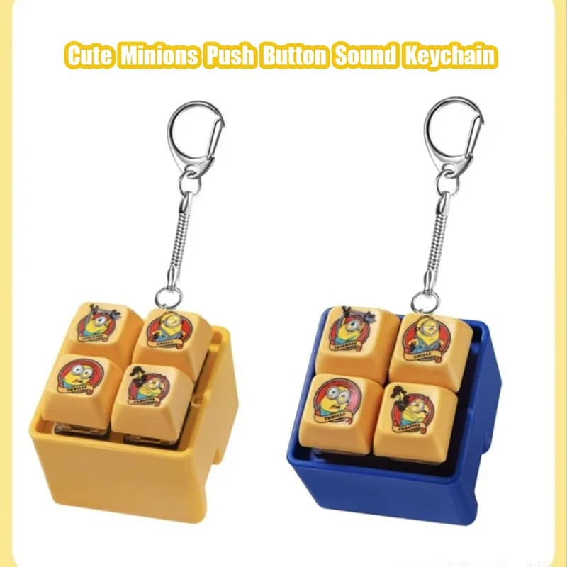 Cute Push Button Sound Keychain Talking Voice Recording Pendant Cartoon Character Backpack Hanging Ornament