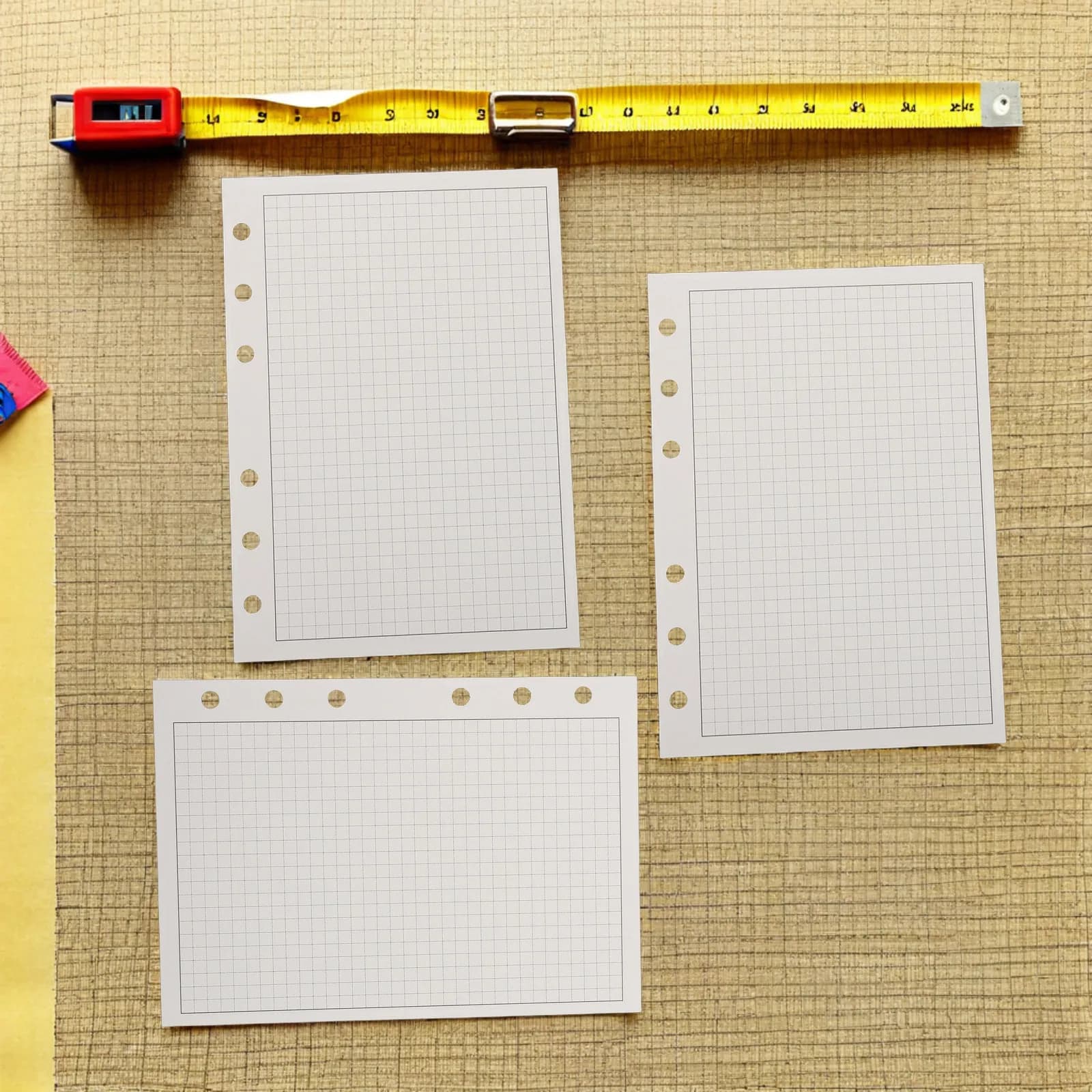 100 Fogli di Carta a Griglia per Raccoglitori a 6 Anelli, Ricarica per Quaderni A6, Pagine per Diario, Fogli di Ricambio per Planner, Uso Domestico