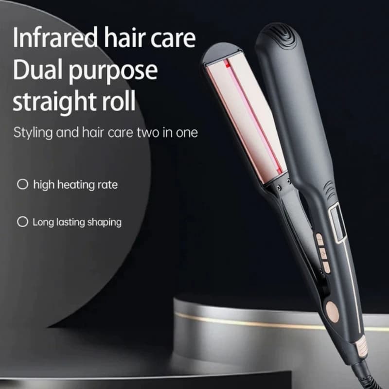 New Iron Plate Hair Layer with LCD Display, 2-in-1 Professional Tool for Leasing and curling Hair