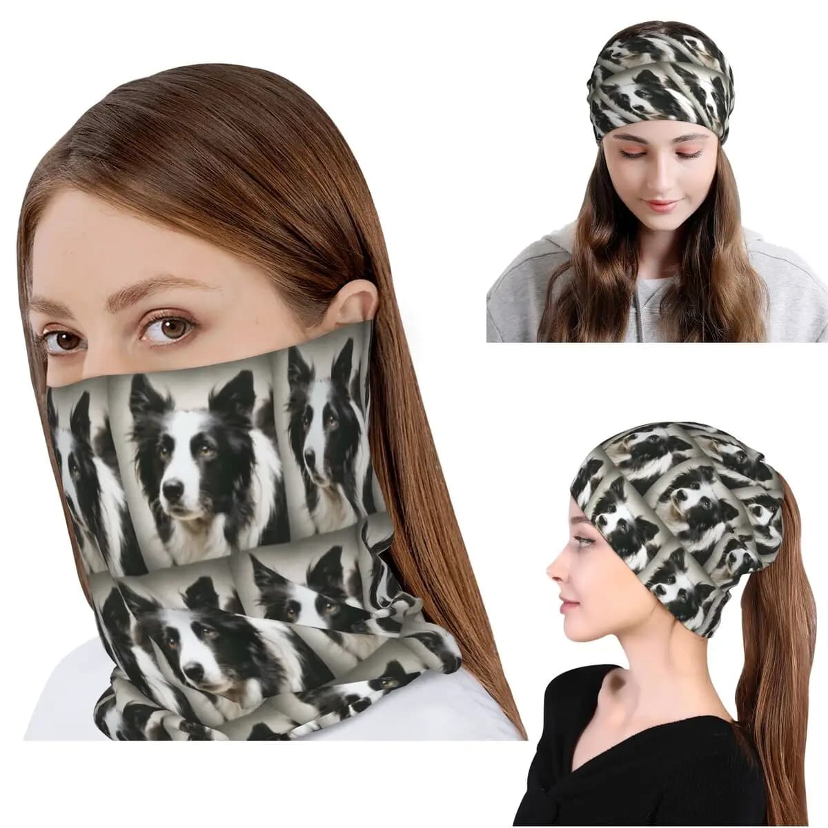 Working Border Collie Bandana Neck Gaiter Magic Scarf Multi-use Headband Beanies Hat for Men Women Adult Windproof