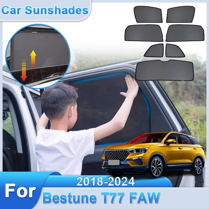 Window Magnetic Sunshade Visor Net Mesh Curtain Car Auto Part Accessories For Bestune T77 FAW 2018 2019 2020 2021 2022 2023 2024