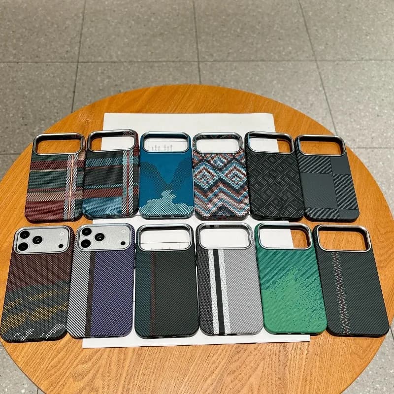 Luxury Kevlar Pattern Magnetic Phone Case for IPhone 18 17 Air 16 15 14 13 Pro Max for Magsafe Metal Lens Protective Hard Cover