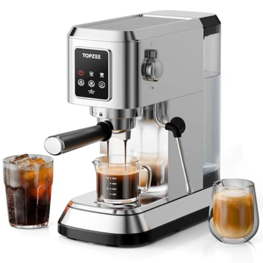 Macchina per Espresso 20 Bar Compatta con Montalatte e Funzione Cold Brew, Serbatoio Rimovibile da 52oz in Acciaio Inox