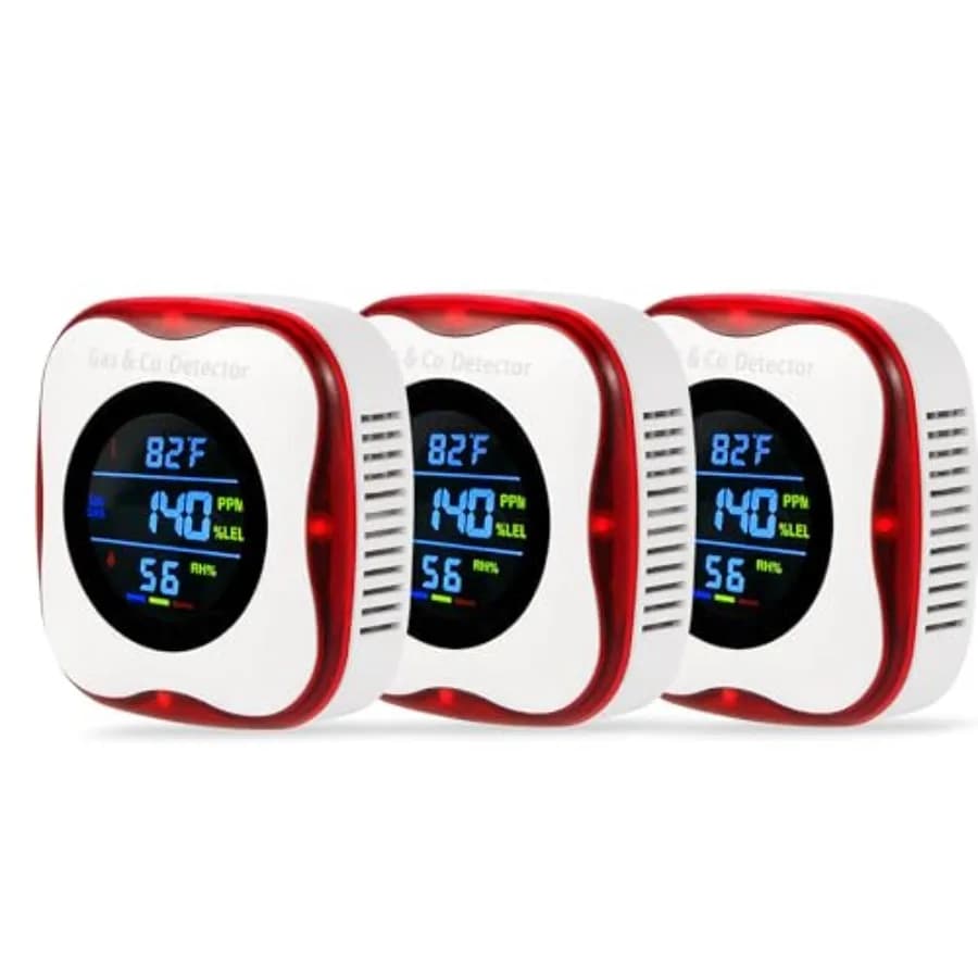 Set di 3 Rilevatori Combinati di Gas e Monossido di Carbonio, Rilevatore di Gas Naturale da Collegare alla Presa, Allarme per Propano, Metano e Monossido di Carbonio, Sensore di Livello CO
