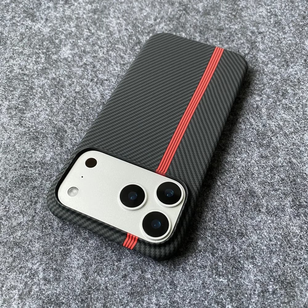 Custodia per telefono in fibra di carbonio e PC a mezza cornice ultra sottile per iPhone 17 Air 16 15 14 Plus 13 12 17 11 Pro Max, cover antiscivolo con texture in Kevlar