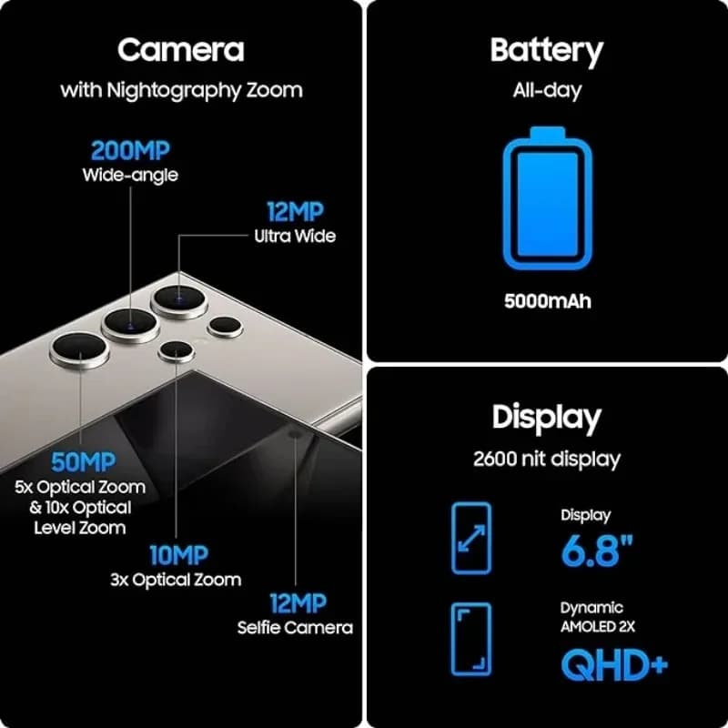 Original Network Unlock Samsung Galaxy S24 Ultra 5G S928U1 Refurbish SmartPhone 256/512GB ROM 12GB RAM Snapdragon NFC