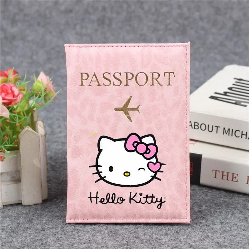 Porta Passaporto Hello Kitty, Porta Carte di Credito e Documenti, Simpatico Portadocumenti Sanrio in Pelle PU per Donne, Borsa da Viaggio, Regalo per Bambini