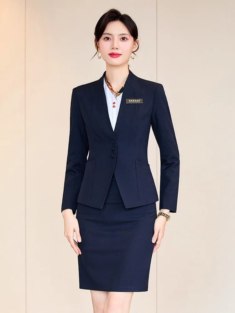 Completo Professionale da Donna per Gioielleria, Primavera-Autunno, per Receptionist di Hotel, Tuta con Gonna a Linea A