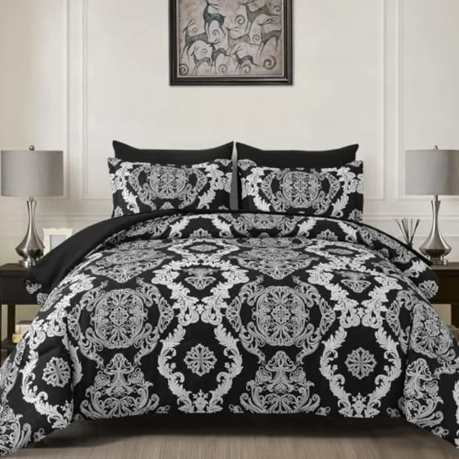 Set Copripiumino 7 Pezzi, Set Biancheria da Letto Testurizzato per Tutte le Stagioni, Morbido e Traspirante, Set Completo con Copripiumino e Lenzuolo Piatto