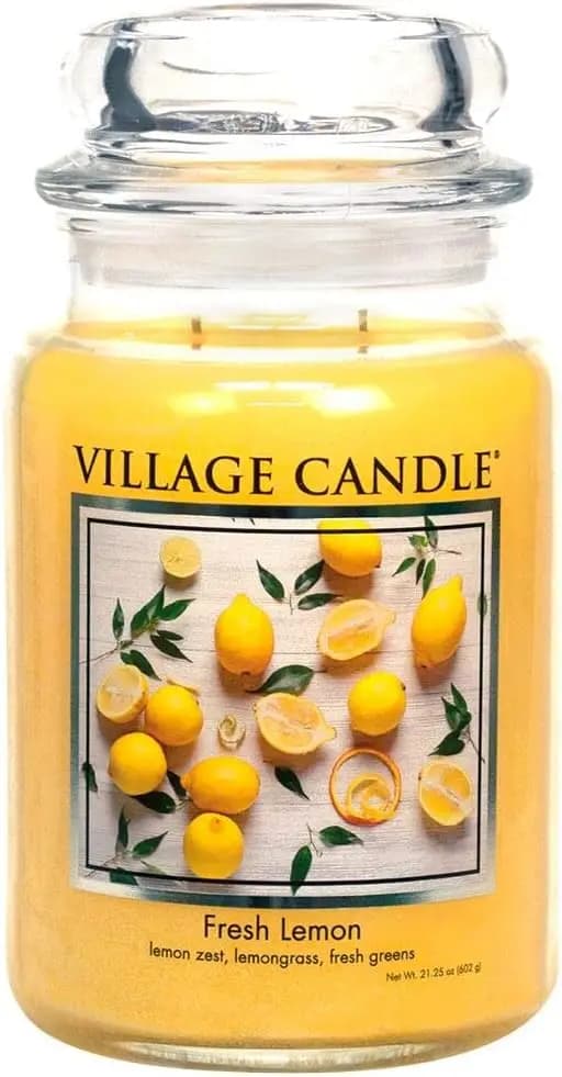Fresh Lemon Scent Candle in Big Baractol Pharmacy Style, Yellow, 21,25 oz for Domestic Fragrance