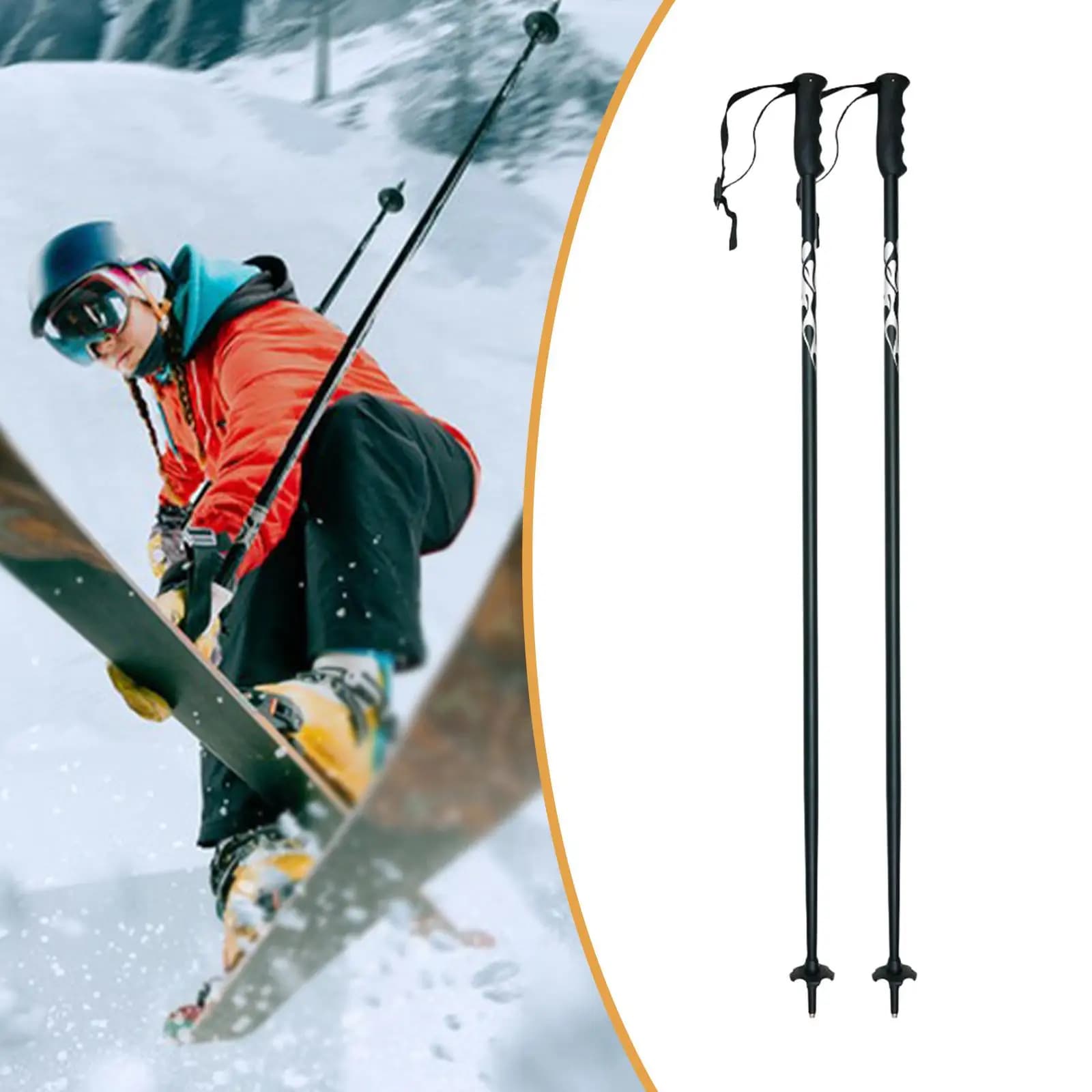 Light Trekking sticks, Snowboard rods in Anti-slip Aluminum Alloy, Fishing Ski Sticks, Camping and Walks