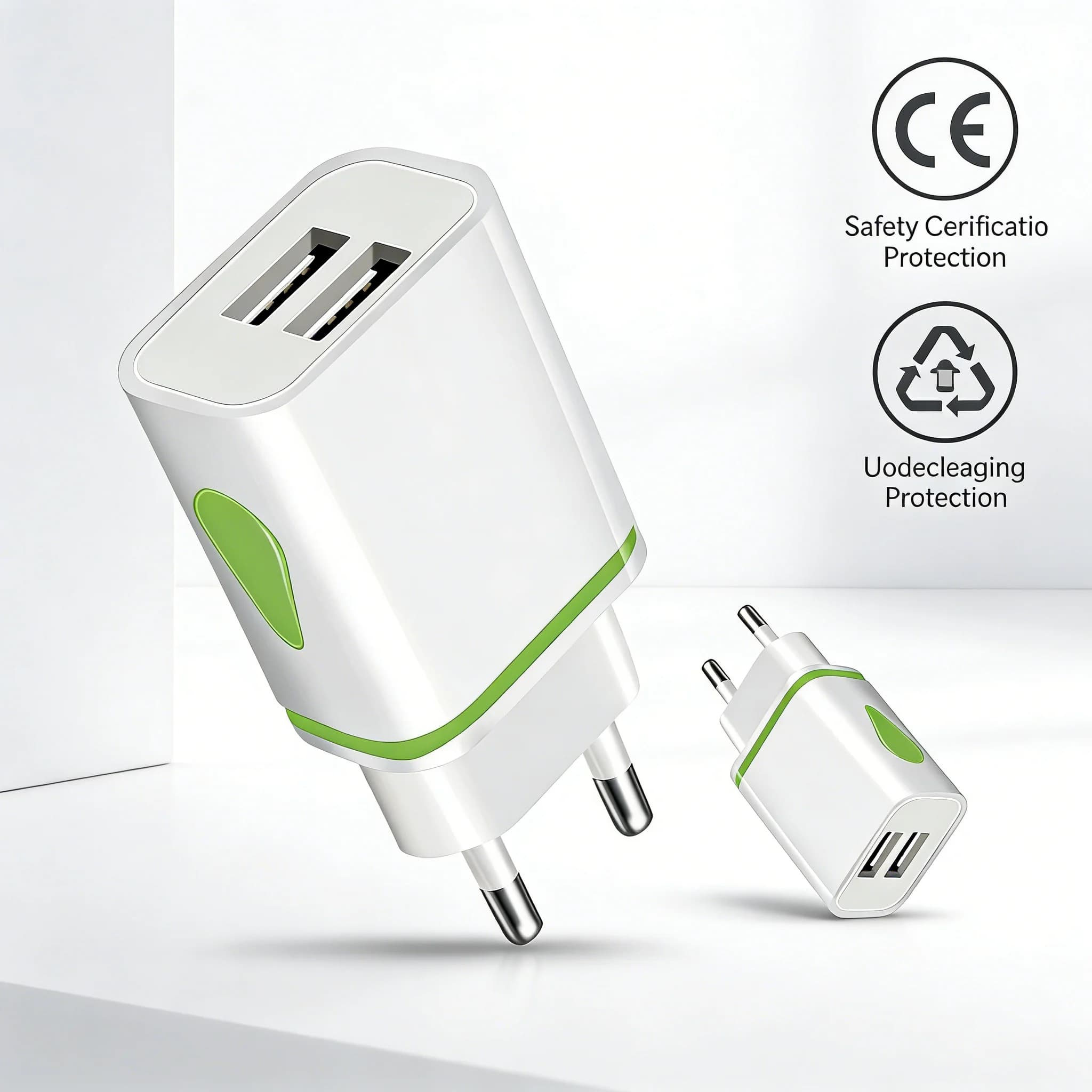 Caricatore USB 5V 2A a doppia porta, adattatore da parete da viaggio con spina EU/US per iPhone 14 15 16 Pro Max, Samsung, Xiaomi, Huawei, caricatore USB per telefono.