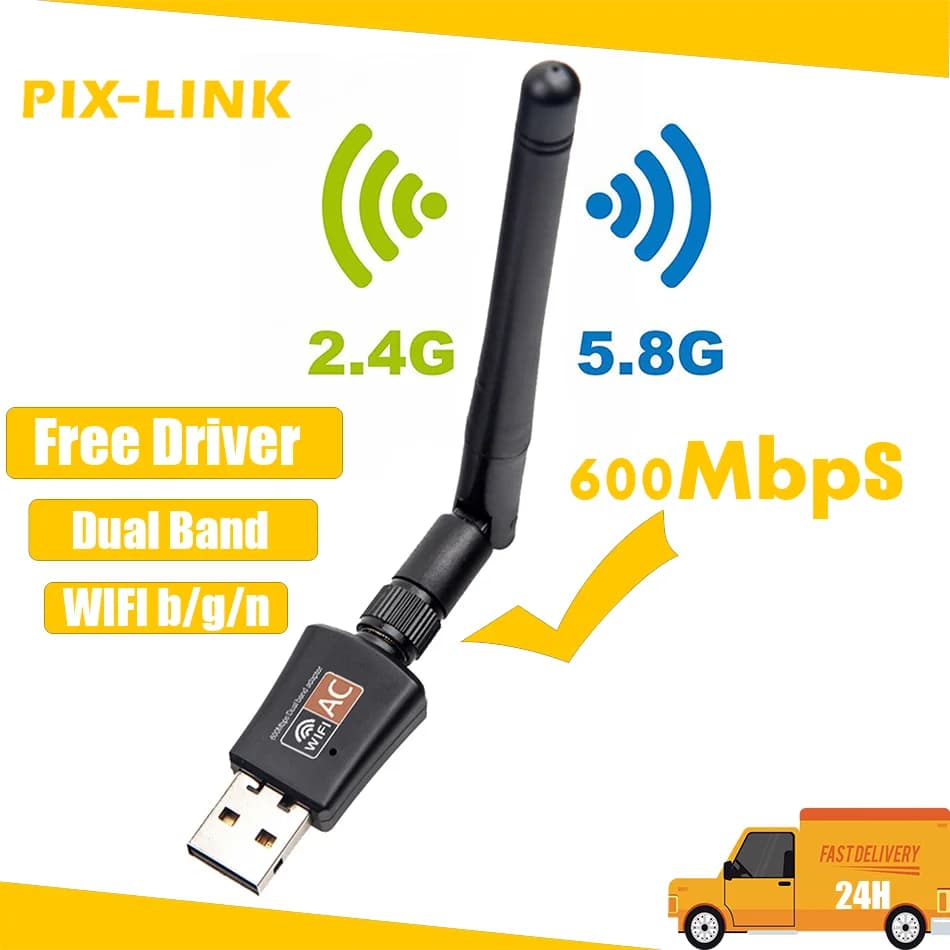 Mini 600Mbps 150M adattatore Wifi USB 5.8GHz + 2.4GHz USB2.0 ricevitore wi-fi scheda di rete Wireless Lan wi-fi Antenna ad alta velocità