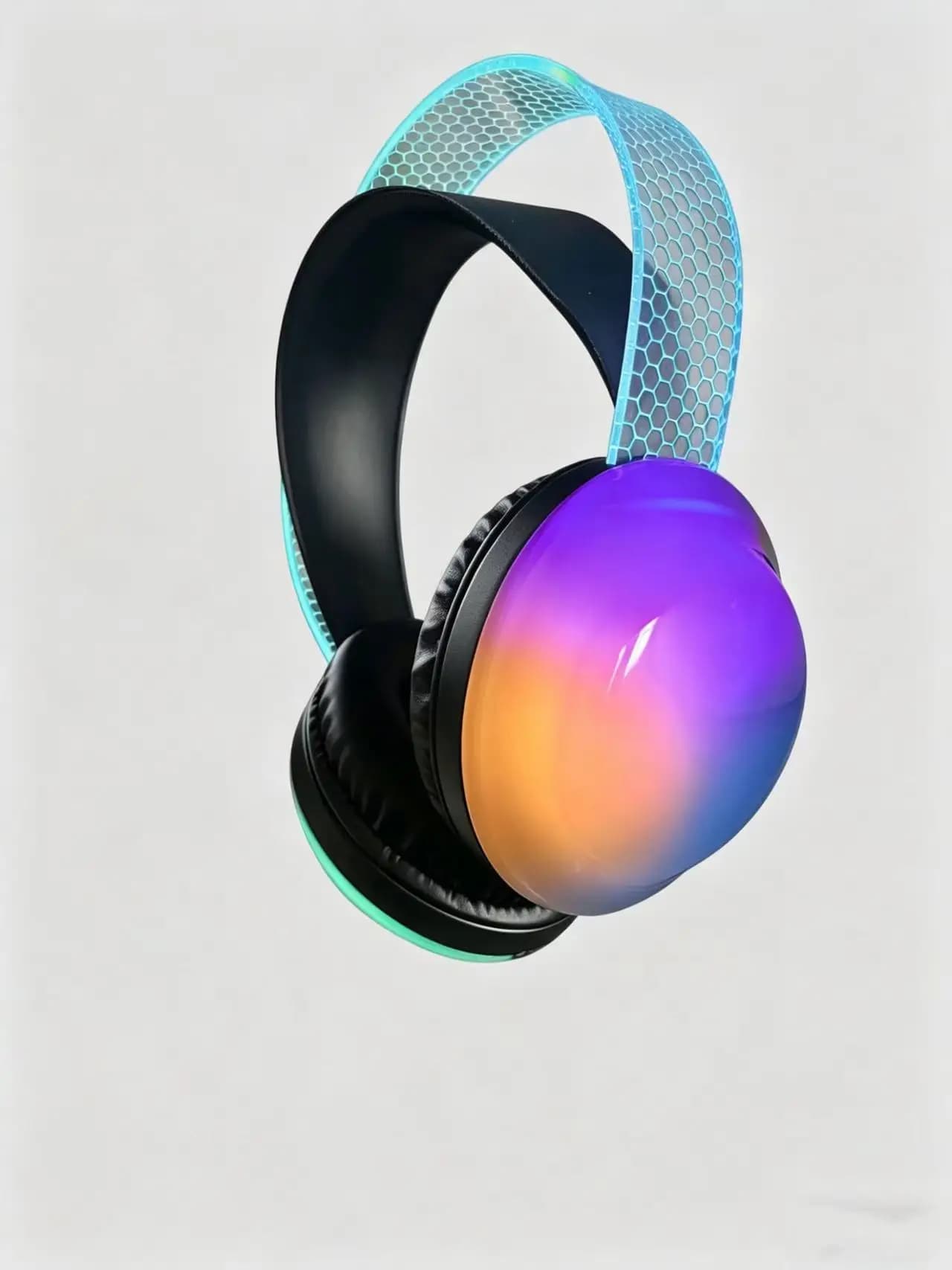 Headband wired control headphones, foldable and rotating wired high-end music headphones, colorful light headband gaming headset