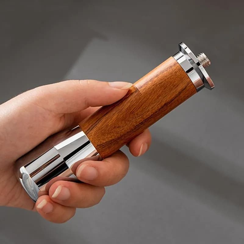 304 Stainless Steel M10 Coffee Portafilter Handle,Universal Solid Wood Grip Modification Replacement Part for Espresso Machine